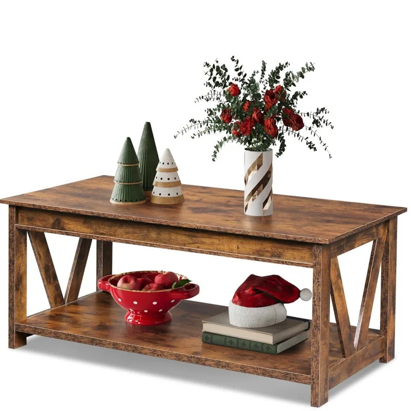 Coffee table, farmhouse coffee table with storage rack, wooden table, suitable for living room, office and balcony
Coffee table, farmhouse coffee table with storage rack, wooden table, suitable for living room, office and balcony