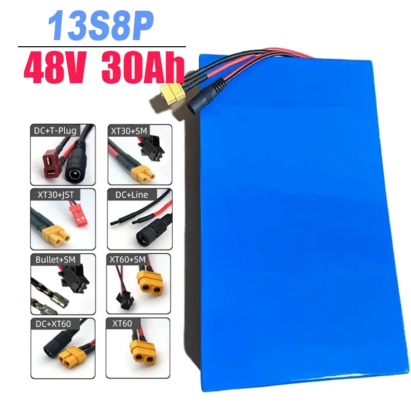 48V 30Ah 30000mAh 18650 13S8P Lithium Battery Pack Large Capacity Suitable for 48V 250-1500W Built-in BMS+54.6V2A Charger
48V 30Ah 30000mAh 18650 13S8P Lithium Battery Pack Large Capacity Suitable for 48V 250-1500W Built-in BMS+54.6V2A Charger