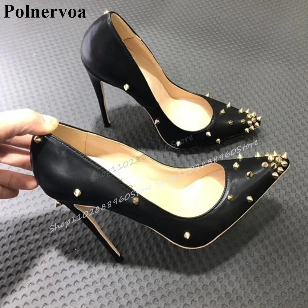 Black High Quality Rivet Decoration Pumps Thin High Heel Shoes For Women Slip On Pointed Toe 2025 Fashion Zapatos Para Mujere
Black High Quality Rivet Decoration Pumps Thin High Heel Shoes For Women Slip On Pointed Toe 2025 Fashion Zapatos Para Mujere