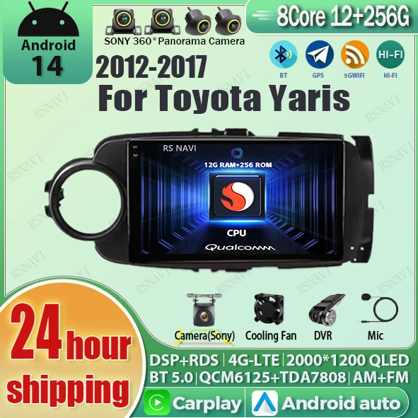 Android 14 Carplay Car Radio For Toyota Yaris 2012 2013 2014 2015 2016 2017 Navigation GPS Multimedia Player stereo wifi BT Auto
Android 14 Carplay Car Radio For Toyota Yaris 2012 2013 2014 2015 2016 2017 Navigation GPS Multimedia Player stereo wifi BT Auto