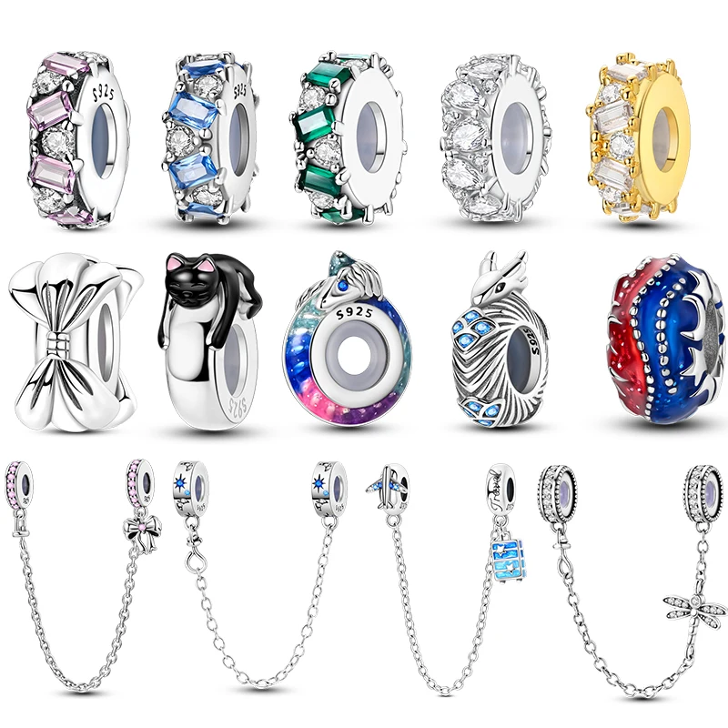 Original Charm 925 Sterling Silver Clip Charms Fit Beads Zircon pave Silicone Spacer Beads for Bracelet Women DIY Gift Birthday 
Original Charm 925 Sterling Silver Clip Charms Fit Beads Zircon pave Silicone Spacer Beads for Bracelet Women DIY Gift Birthday