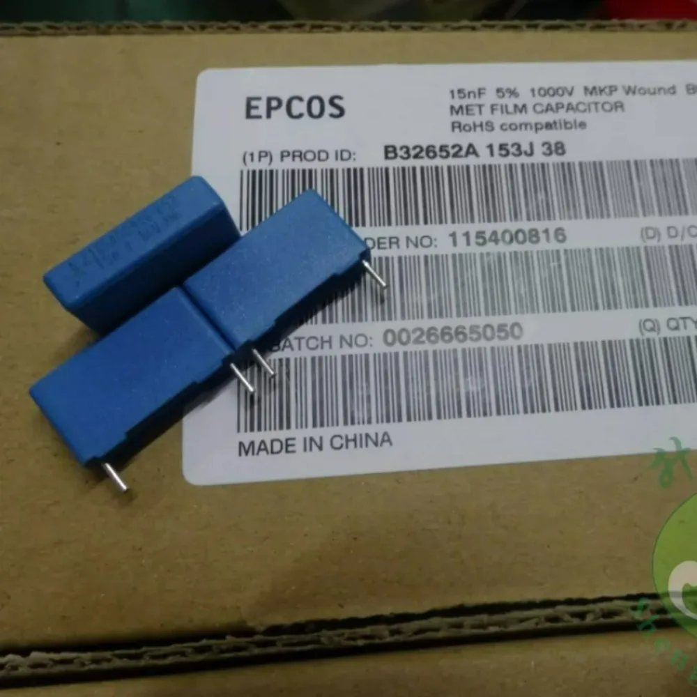 10pcs/lot EPCOS 0.015uf 1000V 15nF 153 Brand New 15mm Film Capacitor B32652A153J
10pcs/lot EPCOS 0.015uf 1000V 15nF 153 Brand New 15mm Film Capacitor B32652A153J