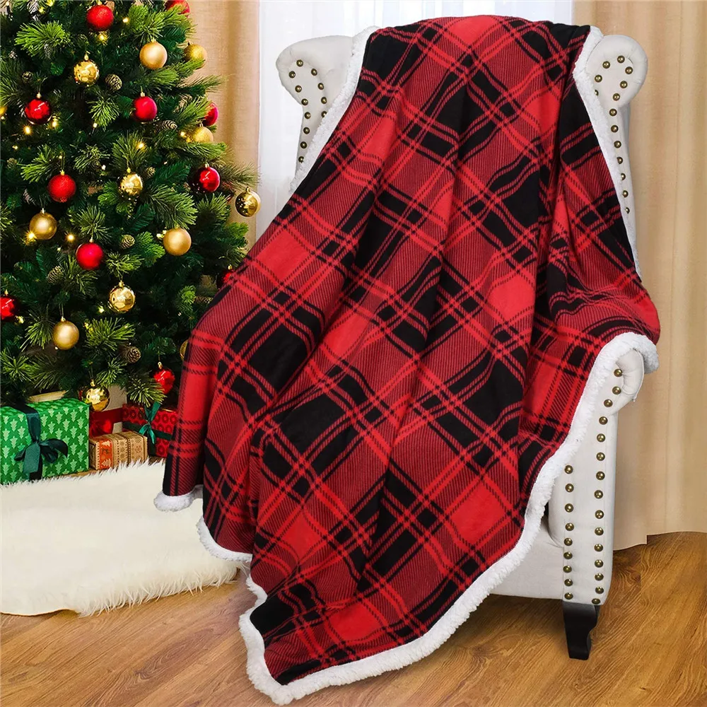 HX Winter Blankets Christmas Red Black Striped Plaid 3D Graphic Printed Throw Blanket for Beds Double Layer Plush Quilts
HX Winter Blankets Christmas Red Black Striped Plaid 3D Graphic Printed Throw Blanket for Beds Double Layer Plush Quilts