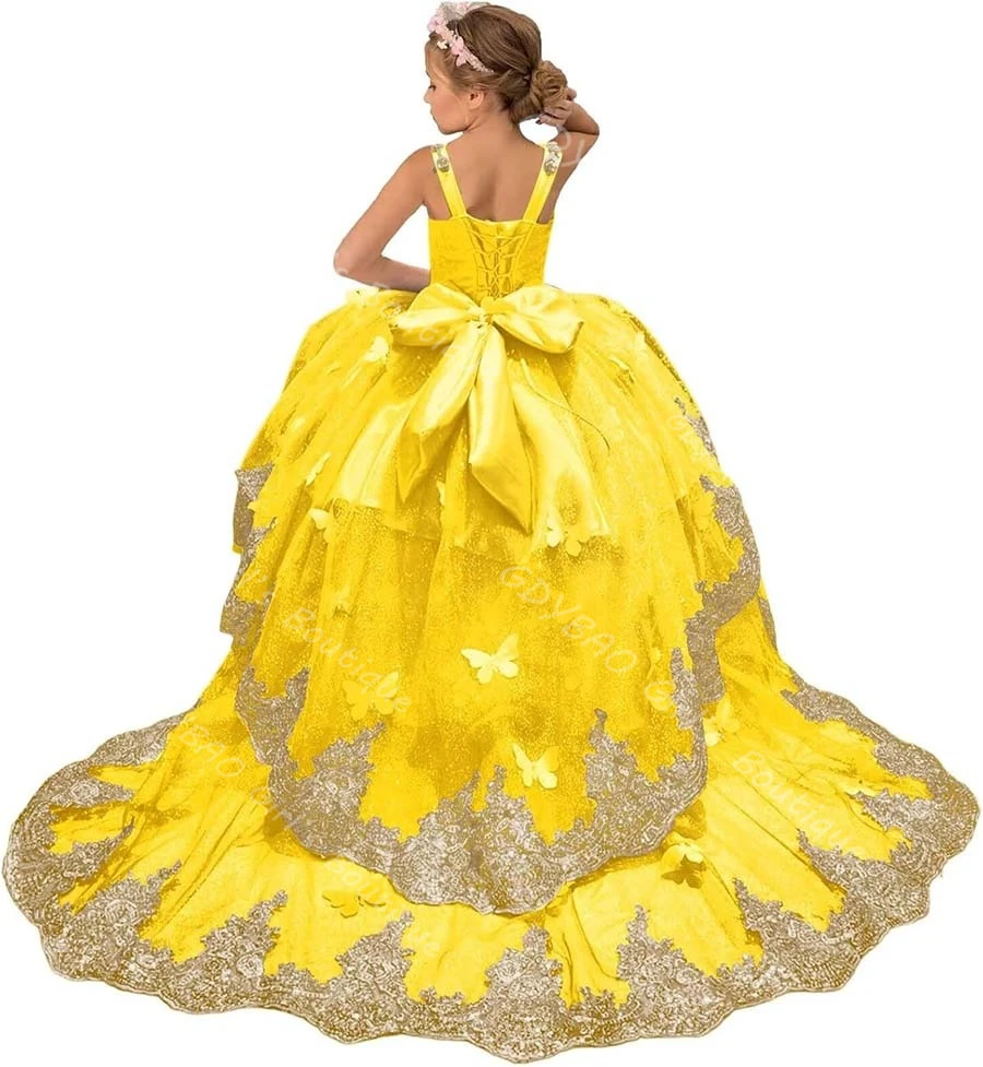 Girls Princess Pageant Dress with Train Gold Appliqued Tulle Flower Girl Dress for Wedding 2-14 Kids Customized Party Ball Gown
Girls Princess Pageant Dress with Train Gold Appliqued Tulle Flower Girl Dress for Wedding 2-14 Kids Customized Party Ball Gown
