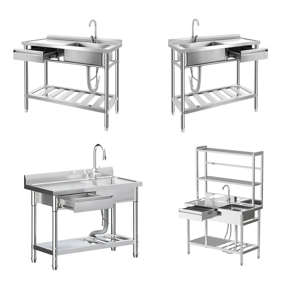 Stainless Steel Sink Table Commercial Kitchen Sink 304 Stainless Steel Double Bowl Sink with Drawers
Stainless Steel Sink Table Commercial Kitchen Sink 304 Stainless Steel Double Bowl Sink with Drawers