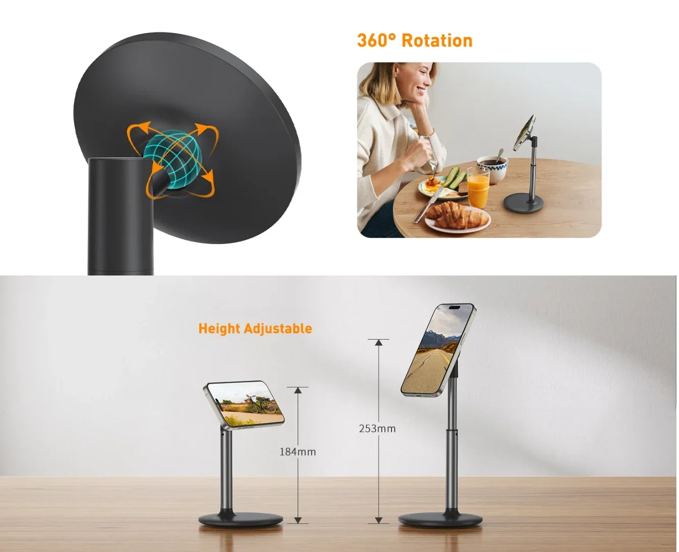 17*N54 Super Magnetic Alloy Body Phone Holder Support 360° Rotation Scalable Desktop Phone Stand For IPhone17/16/15 SamSung S26
17*N54 Super Magnetic Alloy Body Phone Holder Support 360° Rotation Scalable Desktop Phone Stand For IPhone17/16/15 SamSung S26