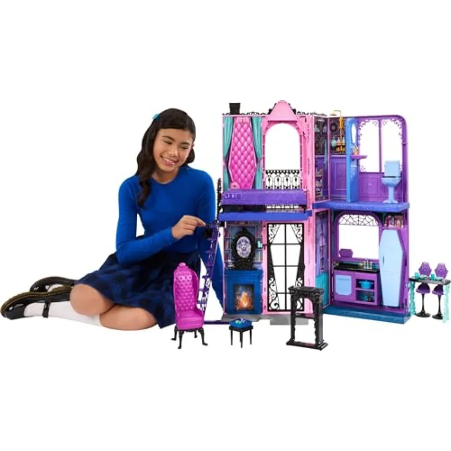 Boo-tique Hotel Doll House: foldable playset for imaginative play, cardboard construction, black-and-purple color scheme, spook
Boo-tique Hotel Doll House: foldable playset for imaginative play, cardboard construction, black-and-purple color scheme, spook