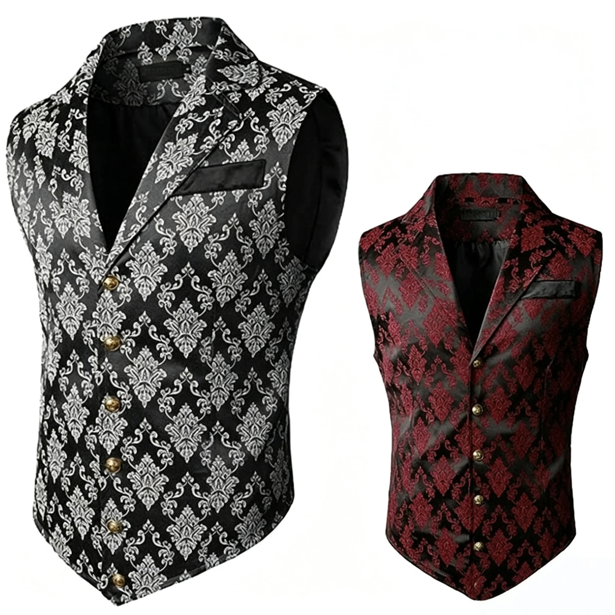 Men Vintage Jacquard Suit Vest Steampunk Gothic Single Breasted Waistcoat Formal Business Wedding Sleeveless Jacket Dress Gilet
Men Vintage Jacquard Suit Vest Steampunk Gothic Single Breasted Waistcoat Formal Business Wedding Sleeveless Jacket Dress Gilet