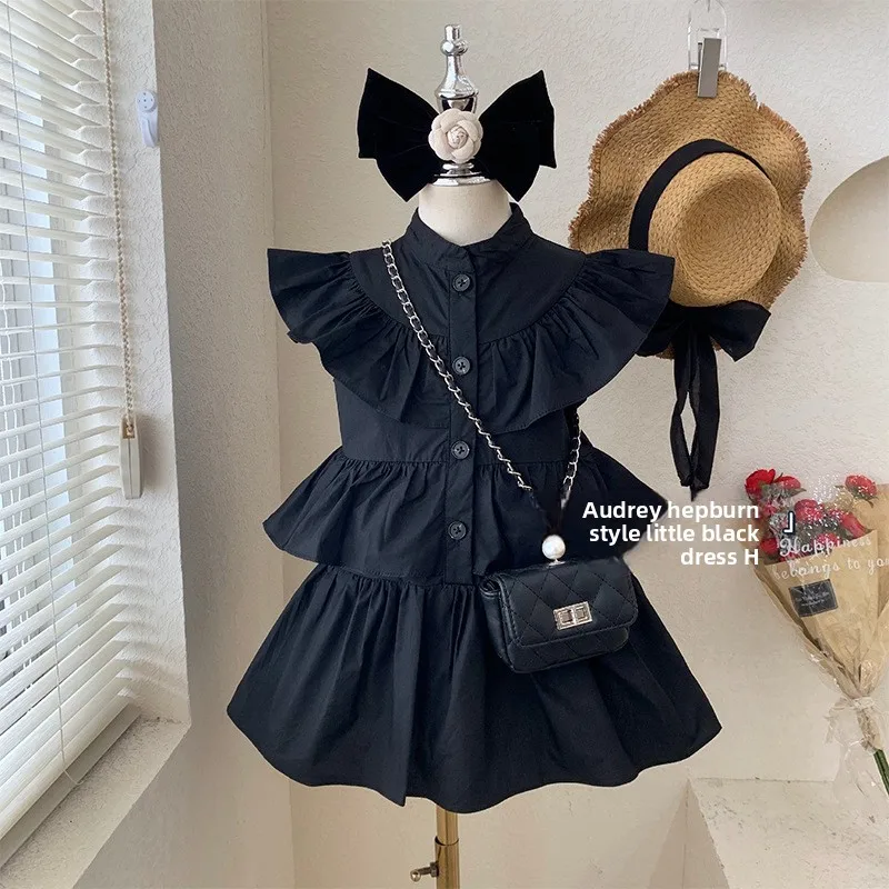 New Summer Toddler 1-8Y Girls Black Sleeveless Ruffle Hem Dress Cute Korean Fashion Slip Dress for 90-130cm
New Summer Toddler 1-8Y Girls Black Sleeveless Ruffle Hem Dress Cute Korean Fashion Slip Dress for 90-130cm