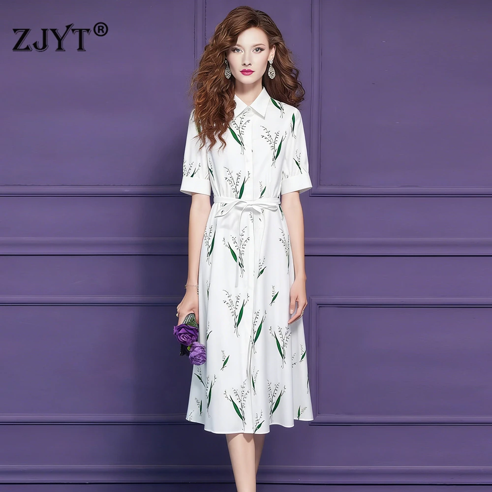 ZJYT New Summer Women's Casual Shirt Dress Elegant 2026 Short Sleeve 100% Cotton Print White Dresses Midi Holiday Vestidos Lady
ZJYT New Summer Women's Casual Shirt Dress Elegant 2026 Short Sleeve 100% Cotton Print White Dresses Midi Holiday Vestidos Lady