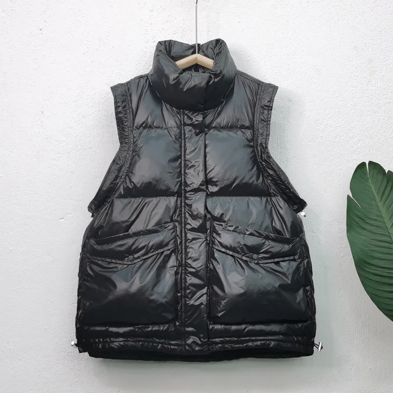 Autumn Winter Women Drawstring Down Waistcoat Jacket Warm Light White Duck Down Vest Parkas Female Sleeveless Oversize Tank Coat
Autumn Winter Women Drawstring Down Waistcoat Jacket Warm Light White Duck Down Vest Parkas Female Sleeveless Oversize Tank Coat