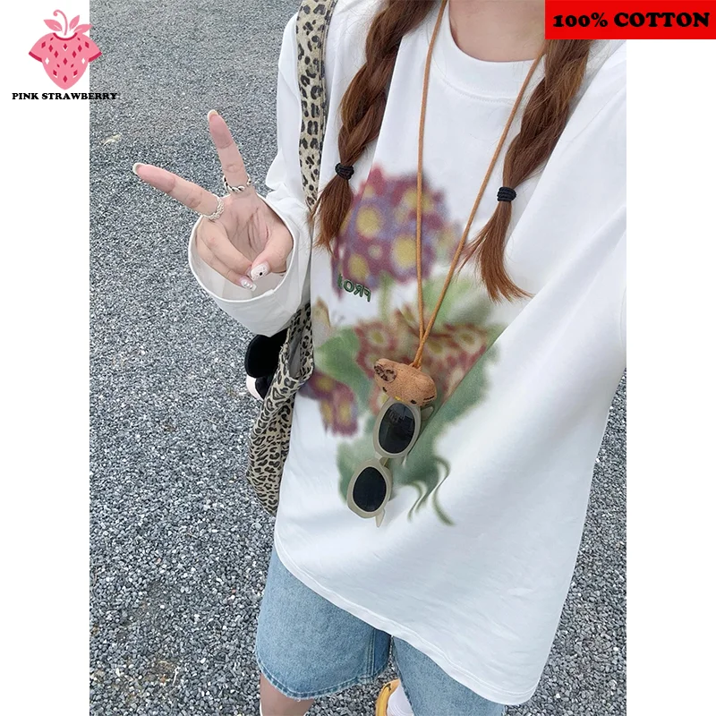 White Plant Flower Print T-shirt Women Autumn Winter 2025 New Korean style Long sleeved Tee Loose Casual Y2k Top Female clothing
White Plant Flower Print T-shirt Women Autumn Winter 2025 New Korean style Long sleeved Tee Loose Casual Y2k Top Female clothing