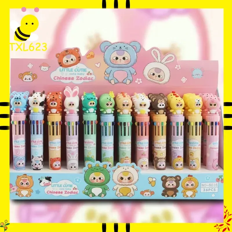 36pcs Baby Three Ballpoint Pen Set 10 Colors Cartoon Design Soft Rubber 0.7mm Multicolor Pens for Students Learning Stationery
36pcs Baby Three Ballpoint Pen Set 10 Colors Cartoon Design Soft Rubber 0.7mm Multicolor Pens for Students Learning Stationery