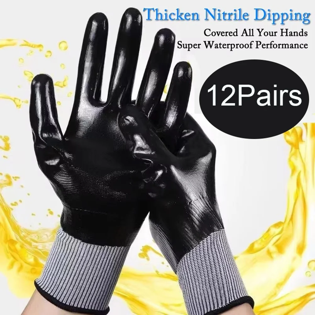 12-Pair Nitrile Coated Work Gloves, Anti-Slip, Waterproof, Oil for Garden and Water Tasks
12-Pair Nitrile Coated Work Gloves, Anti-Slip, Waterproof, Oil for Garden and Water Tasks