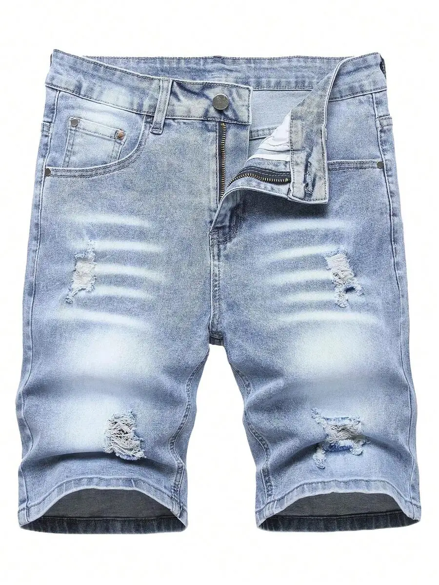 Mens Light Wash Ripped Denim Shorts Slim Fit Elastic Waist Summer Casual Streetwear
Mens Light Wash Ripped Denim Shorts Slim Fit Elastic Waist Summer Casual Streetwear
