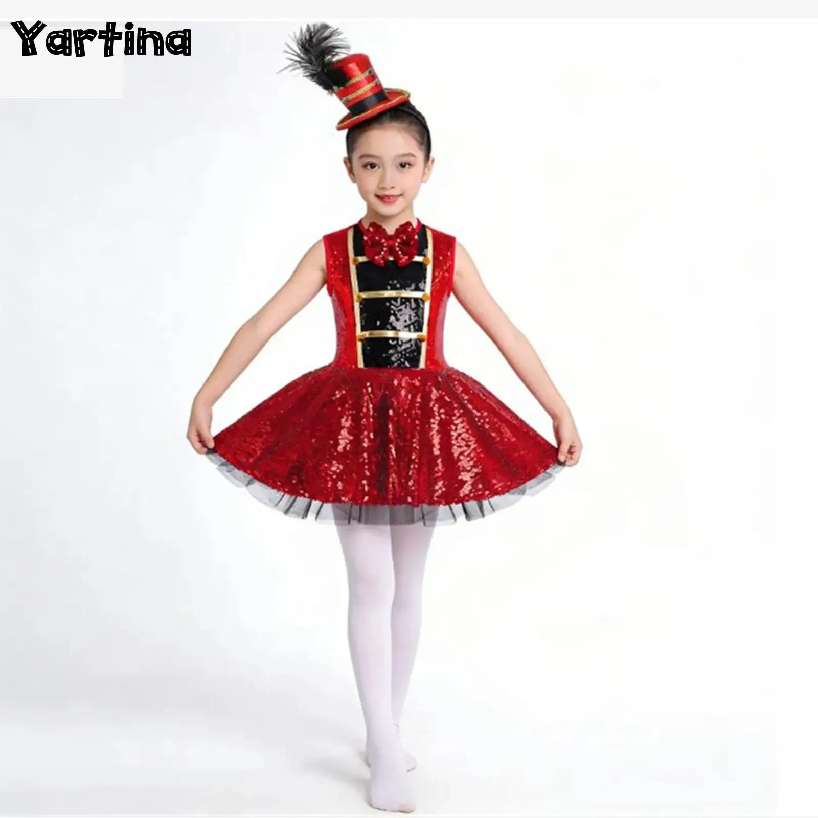 Girls Circus Ringmaster Carnival Party Cosplay Costume Shiny Sequins Adorned Dress Sleeveless Bowtie Ballet Leotard Jumpsuit
Girls Circus Ringmaster Carnival Party Cosplay Costume Shiny Sequins Adorned Dress Sleeveless Bowtie Ballet Leotard Jumpsuit