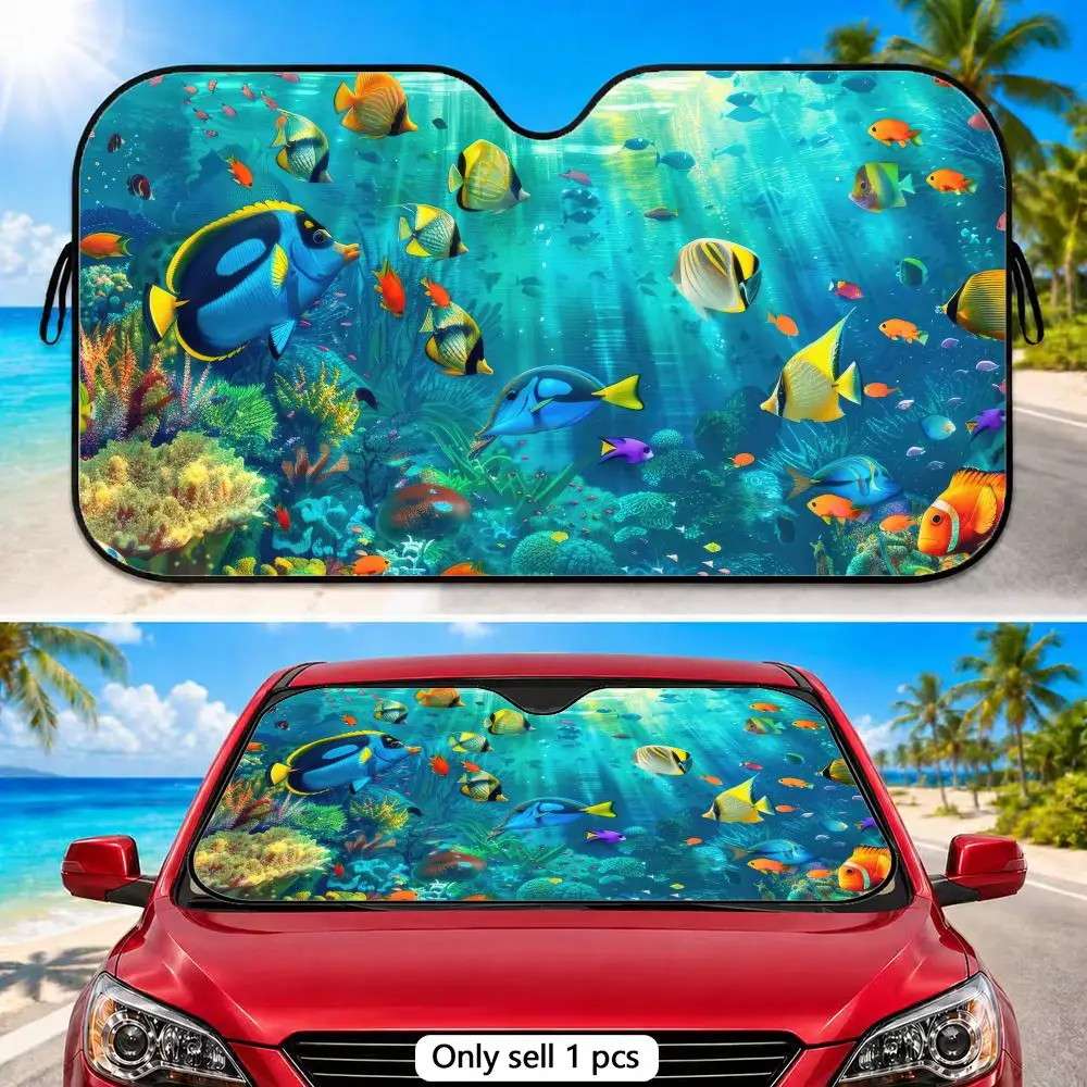 Sea World Fishes Sun Visor Reusable Foldable Aluminum Foil Sunshade UV Heat Insulation Cover for Car Front Windshield
Sea World Fishes Sun Visor Reusable Foldable Aluminum Foil Sunshade UV Heat Insulation Cover for Car Front Windshield