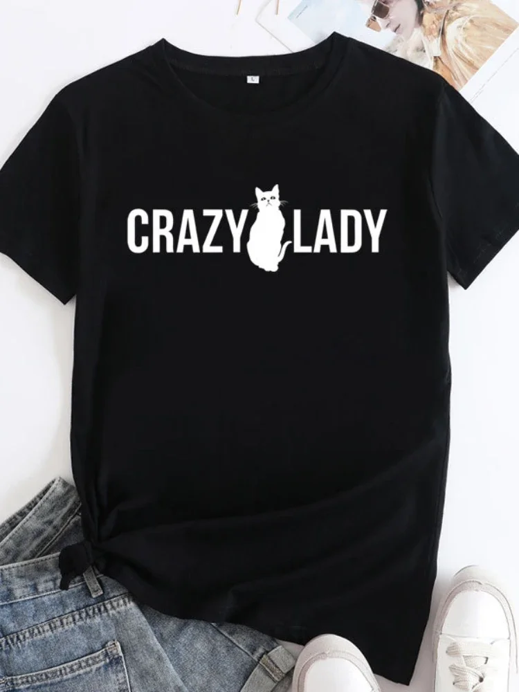 Crazy Lady Cat Print Women T Shirt Short Sleeve O Neck Loose Women Tshirt Ladies Tee Shirt Tops Camisetas Mujer
Crazy Lady Cat Print Women T Shirt Short Sleeve O Neck Loose Women Tshirt Ladies Tee Shirt Tops Camisetas Mujer