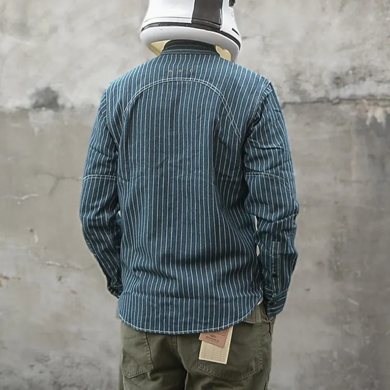 9oz 100% Cotton Washed Vintage American Railroad Stripe Long-Sleeve Workwear Shirt Wabash Dot Discharge Polka Dot Shirt
9oz 100% Cotton Washed Vintage American Railroad Stripe Long-Sleeve Workwear Shirt Wabash Dot Discharge Polka Dot Shirt