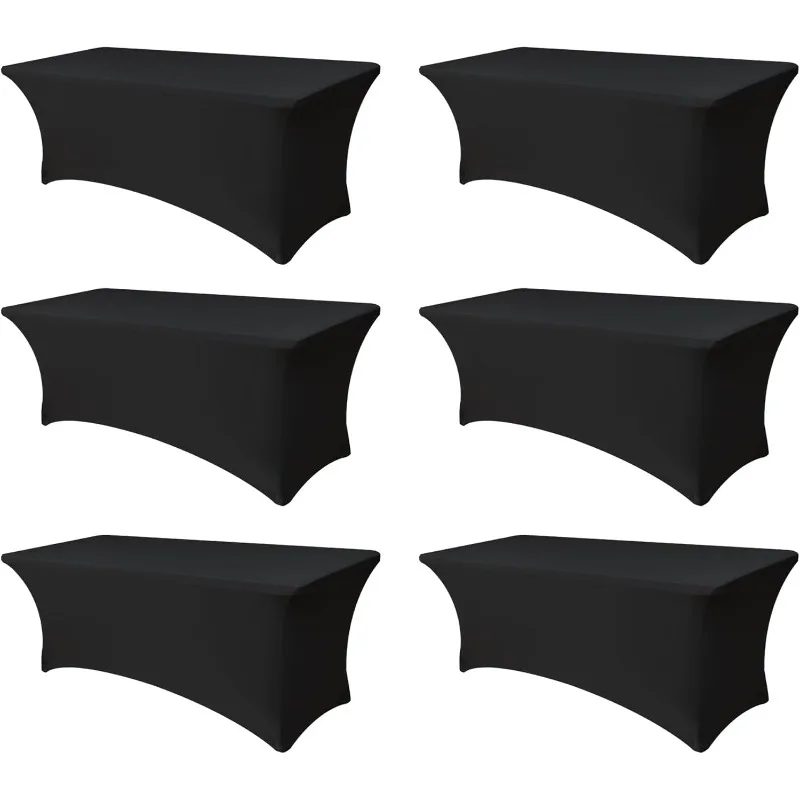 Spandex Table Cover for 6 foot Rectangle Tables-6 Pack Fitted Stretch Black Tablecloth-Elastic 6ft Folding Tablecloths for Party
Spandex Table Cover for 6 foot Rectangle Tables-6 Pack Fitted Stretch Black Tablecloth-Elastic 6ft Folding Tablecloths for Party