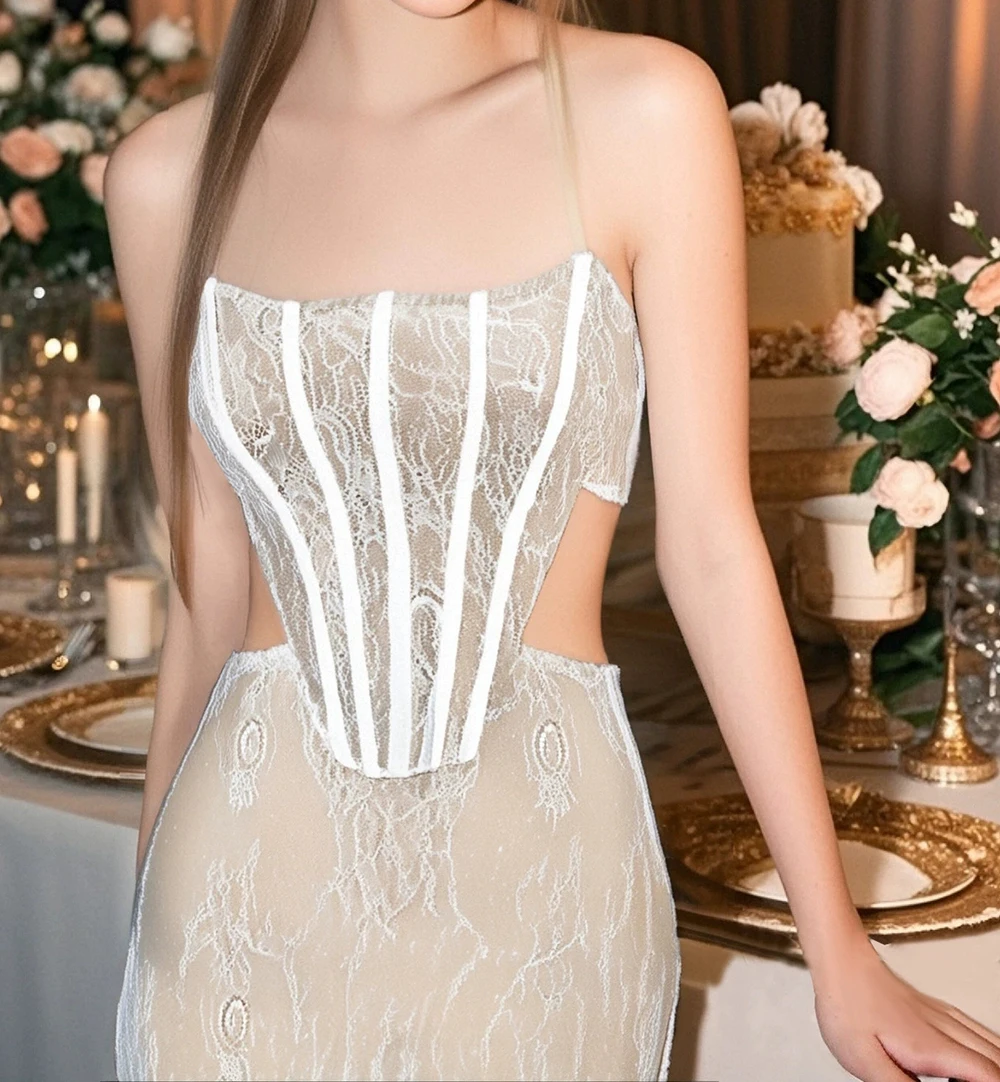 European and American bandage skirt new women's French lace dress high-end light luxury high-end-GZXX1133
European and American bandage skirt new women's French lace dress high-end light luxury high-end-GZXX1133