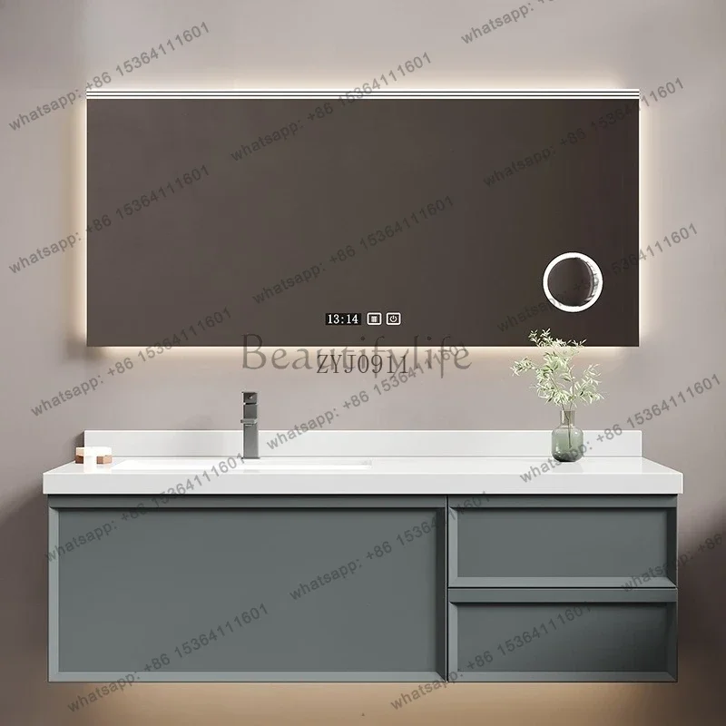 Modern simple rock slab bathroom cabinet light luxury solid wood face wash hand basin cabinet combination
Modern simple rock slab bathroom cabinet light luxury solid wood face wash hand basin cabinet combination