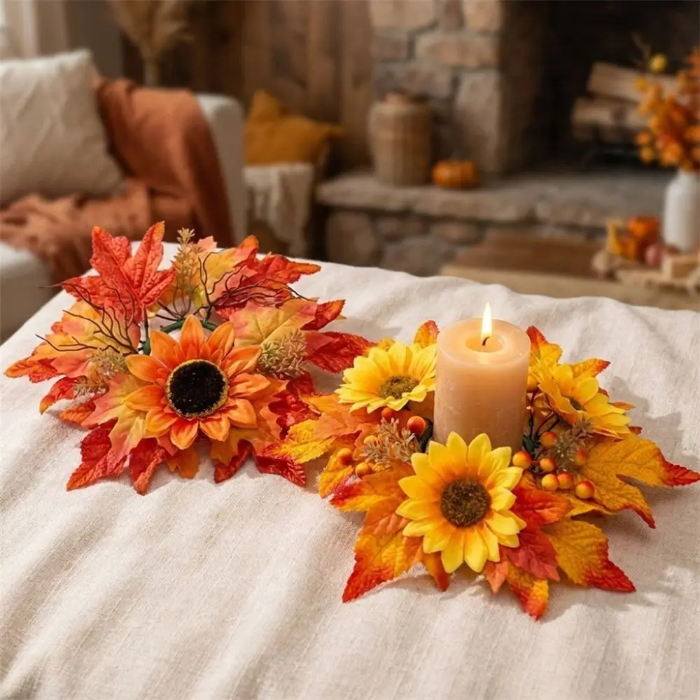 Foam Faux Berries Sunflower Maple Candle Ring Wreath Plastic Circular Rustic Style Thanksgiving Tabletop Floral Wreath
Foam Faux Berries Sunflower Maple Candle Ring Wreath Plastic Circular Rustic Style Thanksgiving Tabletop Floral Wreath