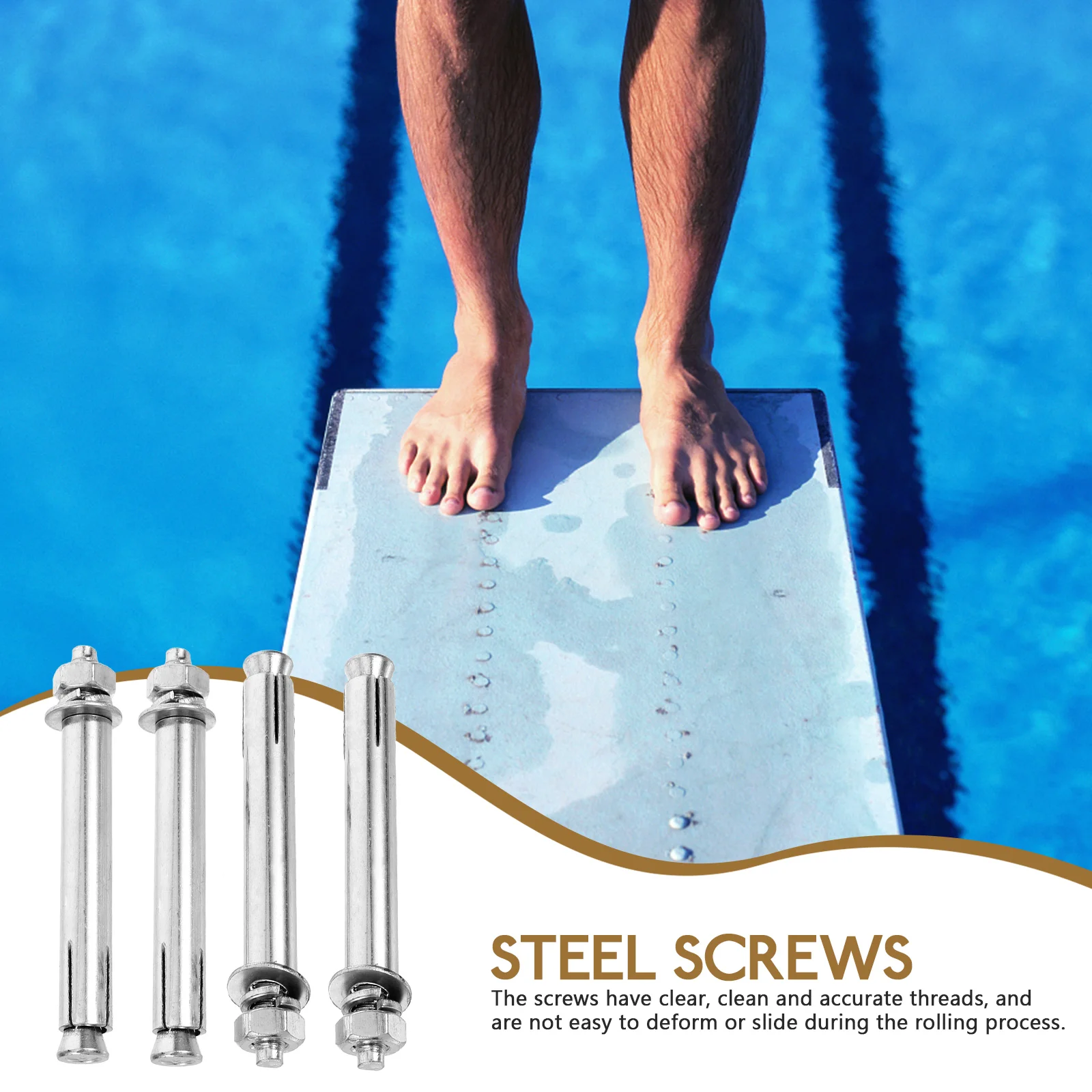 4pcs Diving Board Bolt Kit M8x100 Carbon Steel Q235 Long Screws for Pool Training Stability Tools Fixation Accessories
4pcs Diving Board Bolt Kit M8x100 Carbon Steel Q235 Long Screws for Pool Training Stability Tools Fixation Accessories