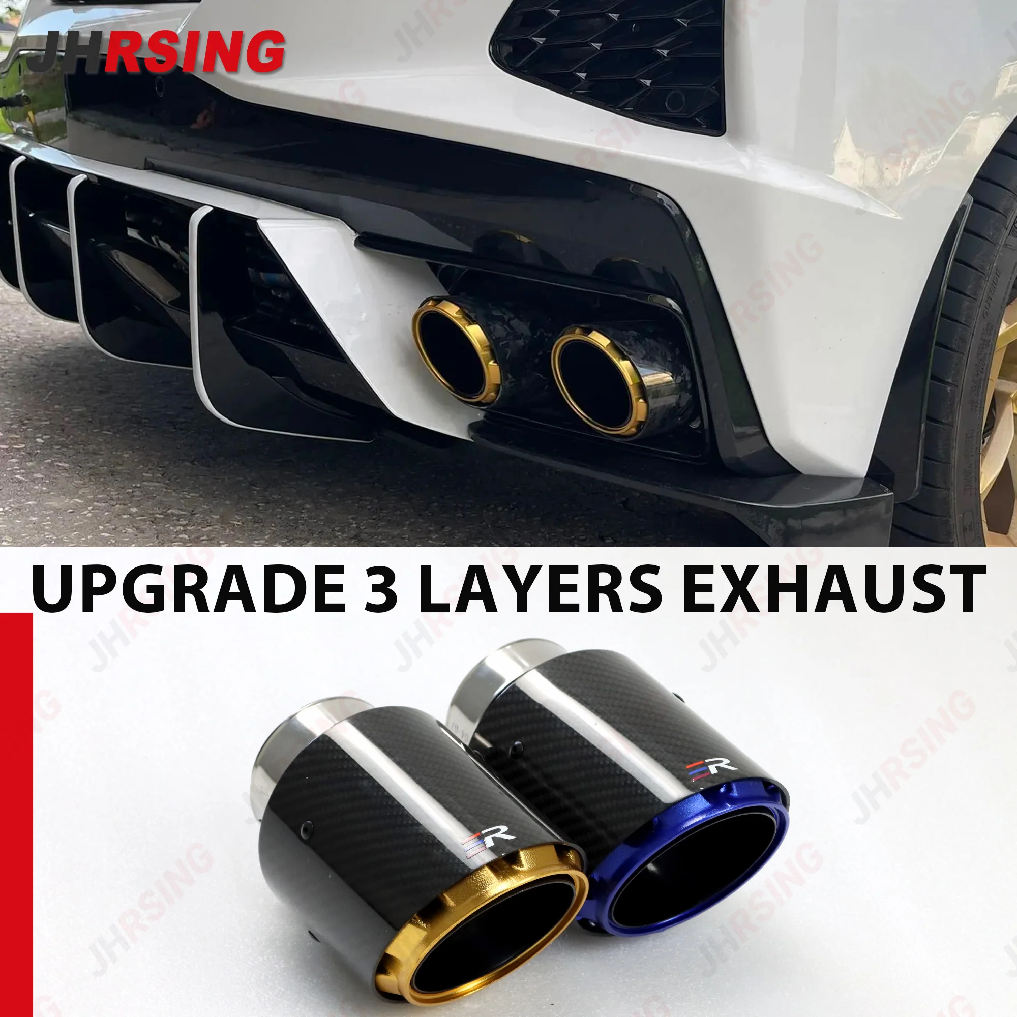 1PCS New Upgrade Exhaust Tips 3 Layer Carbon Fiber for tail pipe car Modify Car Decoration Exhaust pipe Gold/Blue ER logo
1PCS New Upgrade Exhaust Tips 3 Layer Carbon Fiber for tail pipe car Modify Car Decoration Exhaust pipe Gold/Blue ER logo