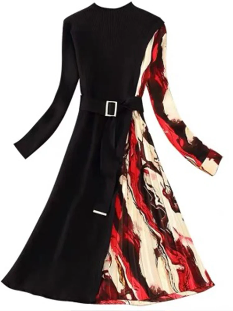 Leisure Chiffon Patchwork Knitted Long Sleeved Dress 2024 New Fashionable Women'S Clothing
Leisure Chiffon Patchwork Knitted Long Sleeved Dress 2024 New Fashionable Women'S Clothing