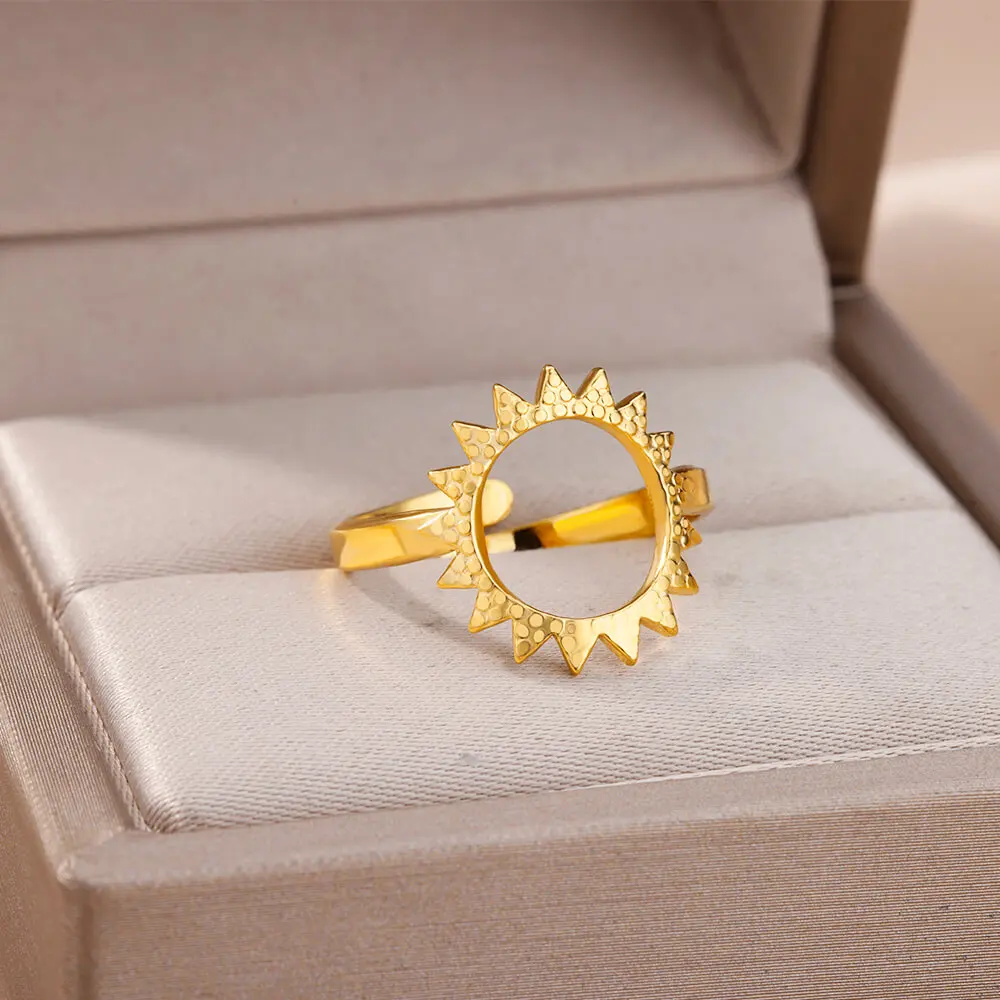 Stainless Steel Rings for Women Fashion Jewelry Decoration Aesthetic Accessories Hollow Sun Design Adjustable Open Ring Gfit
Stainless Steel Rings for Women Fashion Jewelry Decoration Aesthetic Accessories Hollow Sun Design Adjustable Open Ring Gfit