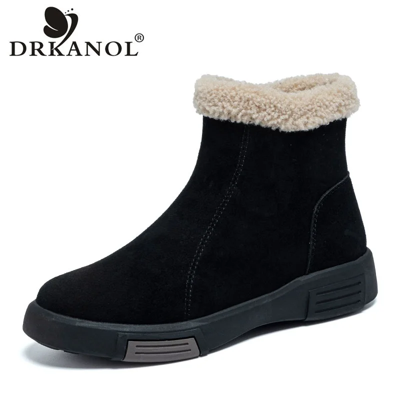 DRKANOL Women Winter Snow Boots Faux Wool Warm Flats Heel Ankle Boots Ladies Quality Cow Suede Leather Zipper Cotton Boots HX110
DRKANOL Women Winter Snow Boots Faux Wool Warm Flats Heel Ankle Boots Ladies Quality Cow Suede Leather Zipper Cotton Boots HX110