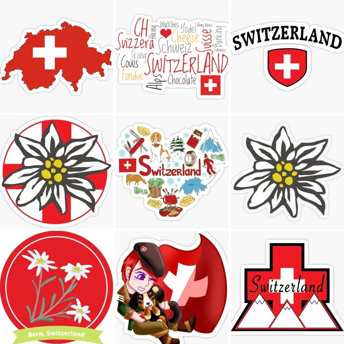 Switzerland CH Flag Map Edelweiss Flower Sticker Bumper Window Car Laptop Truck Bicycle Wall Motorcycle Helmet Racing PVC Decal
Switzerland CH Flag Map Edelweiss Flower Sticker Bumper Window Car Laptop Truck Bicycle Wall Motorcycle Helmet Racing PVC Decal
