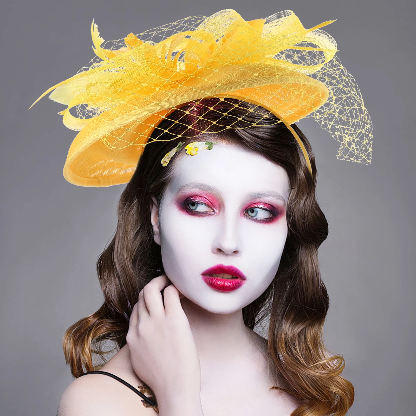 Flower Mesh Hat Yellow Bridal Hair Accessories Women Fascinator Headpiece Detachable Clips Wedding Parties
Flower Mesh Hat Yellow Bridal Hair Accessories Women Fascinator Headpiece Detachable Clips Wedding Parties