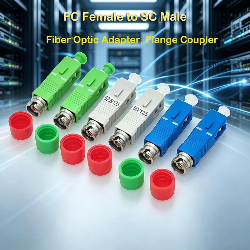 FC Female to SC Male Fiber Optic Adapter, Hybrid Connector Coupler for 9/125 50/125 62.5/125, Low Loss, for FTTH CATV Networks
FC Female to SC Male Fiber Optic Adapter, Hybrid Connector Coupler for 9/125 50/125 62.5/125, Low Loss, for FTTH CATV Networks