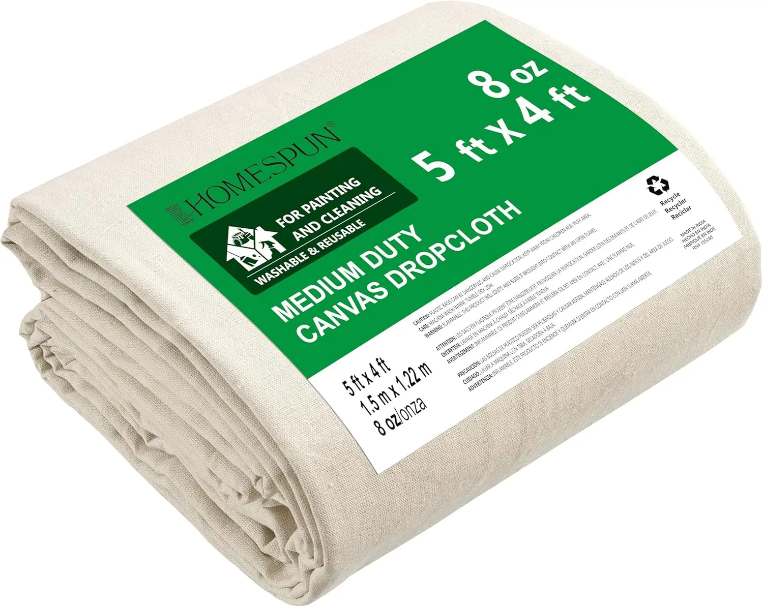 Heavy Duty Canvas Drop Cloth - 5x4 ft, Machine Washable, for Floor & Furniture Protection
Heavy Duty Canvas Drop Cloth - 5x4 ft, Machine Washable, for Floor & Furniture Protection