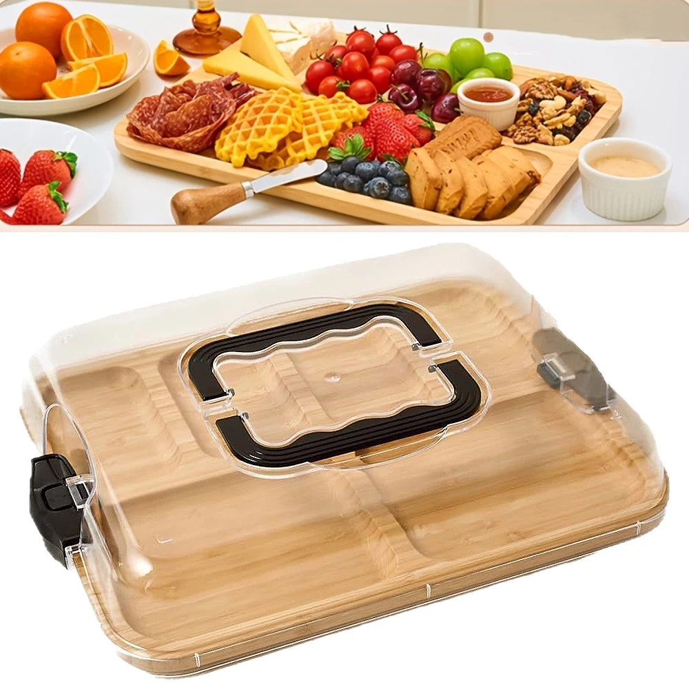 1PC Wood Charcuterie Tray Cheese Board with Clear Lid Compartments Snack Portable Box Dinner Plate Hotel Kitchens Party Supplies
1PC Wood Charcuterie Tray Cheese Board with Clear Lid Compartments Snack Portable Box Dinner Plate Hotel Kitchens Party Supplies