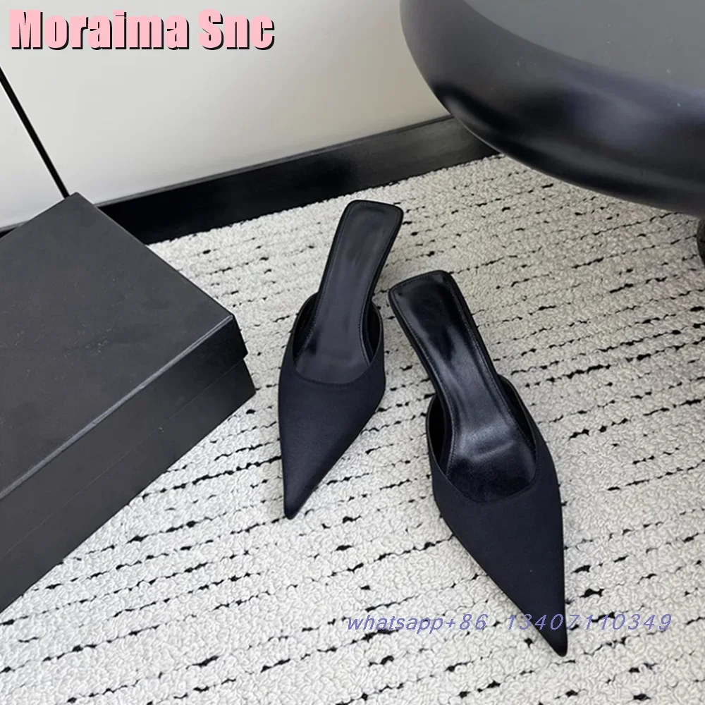 Pointed Toe Satin Slippers Stiletto High Heel Sexy Fashion Mules Slip On Black Solid Women's Summer Shoes Slippers Outdoor 2025
Pointed Toe Satin Slippers Stiletto High Heel Sexy Fashion Mules Slip On Black Solid Women's Summer Shoes Slippers Outdoor 2025