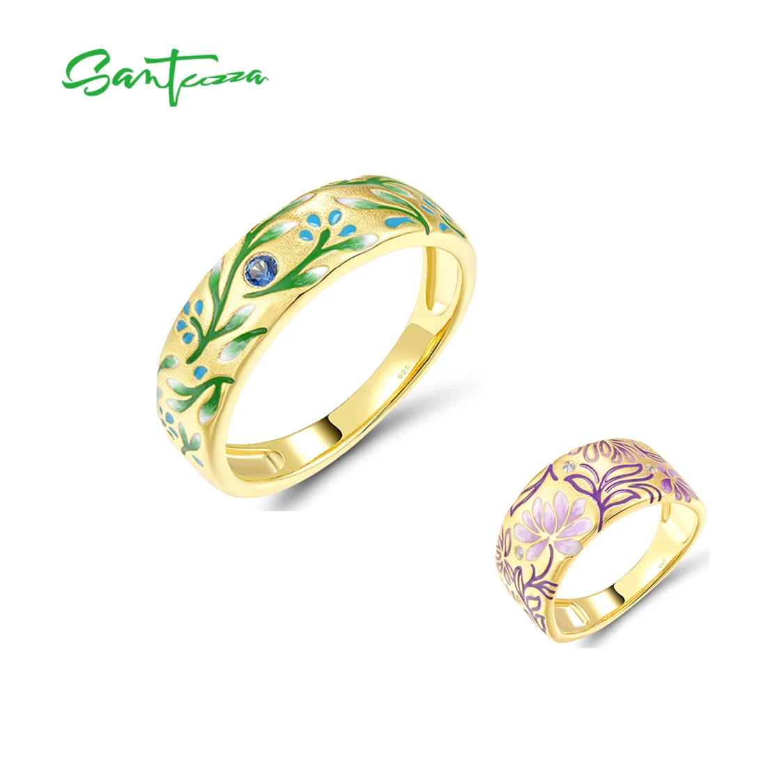 SANTUZZA Real 925 Sterling Silver Rings For Women Sparkling Unique Green & Purple Flower Tree Charm Party Gifts Fine Jewelry
SANTUZZA Real 925 Sterling Silver Rings For Women Sparkling Unique Green & Purple Flower Tree Charm Party Gifts Fine Jewelry