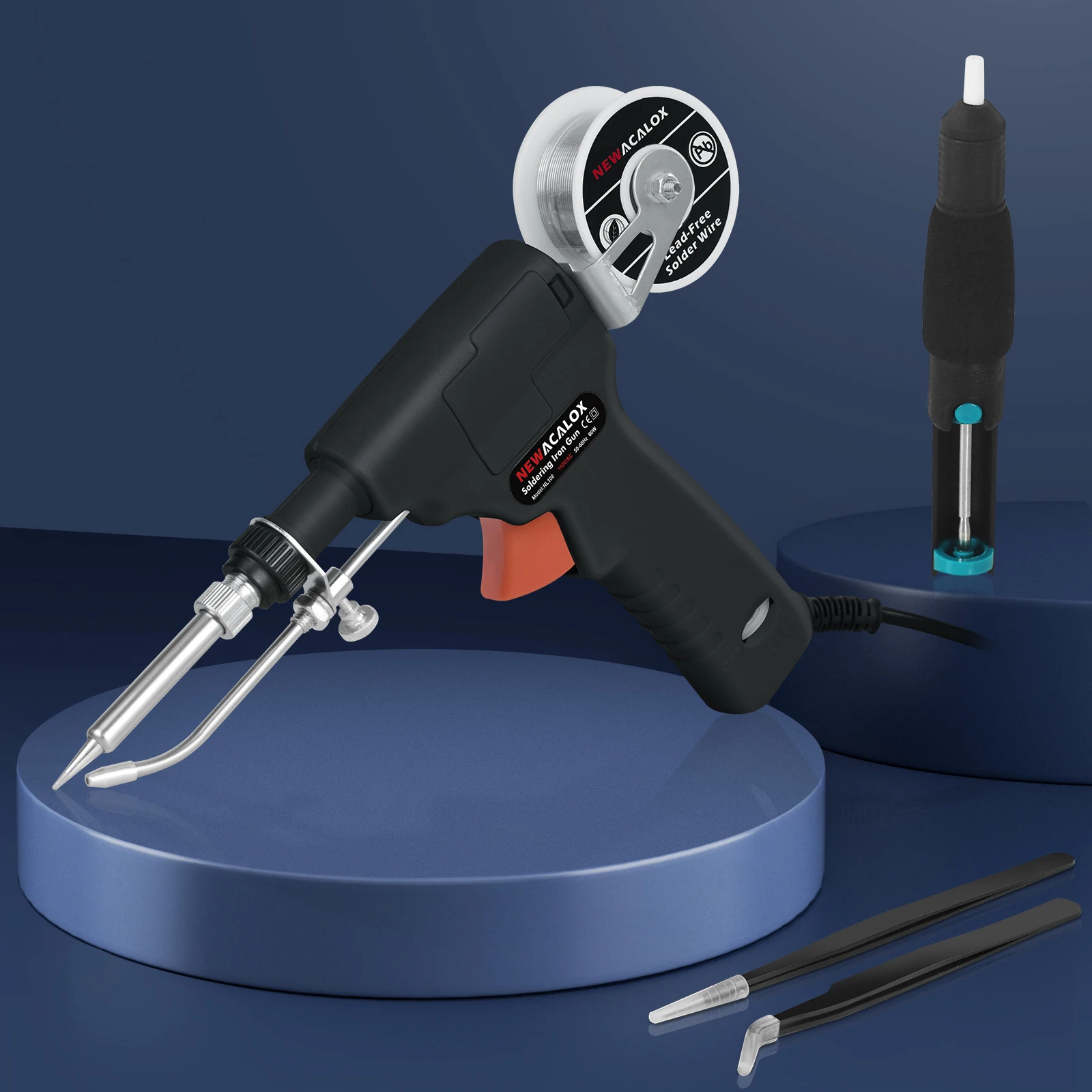 Ручной Электрический паяльник NEWACALOX, 110 В/220 В, 60 Вт, американский/Европейский стандарт, автоматическая подача оловянного пистолета, сварочный инструмент для ремонта
Ручной Электрический паяльник NEWACALOX, 110 В/220 В, 60 Вт, американский/Европейский стандарт, автоматическая подача оловянного пистолета, сварочный инструмент для ремонта