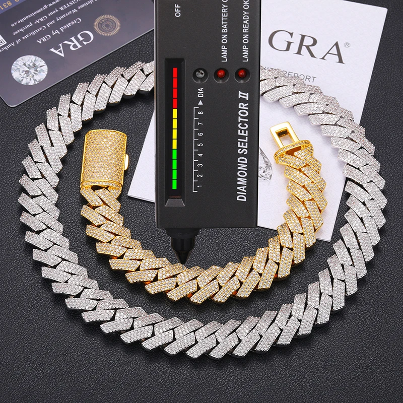 Acceted Custom 16mm 925 Sterling Silver VVS Moissanite Diamond Heavy Iced Out Miami Cuban Link Chain Necklace For Men
Acceted Custom 16mm 925 Sterling Silver VVS Moissanite Diamond Heavy Iced Out Miami Cuban Link Chain Necklace For Men