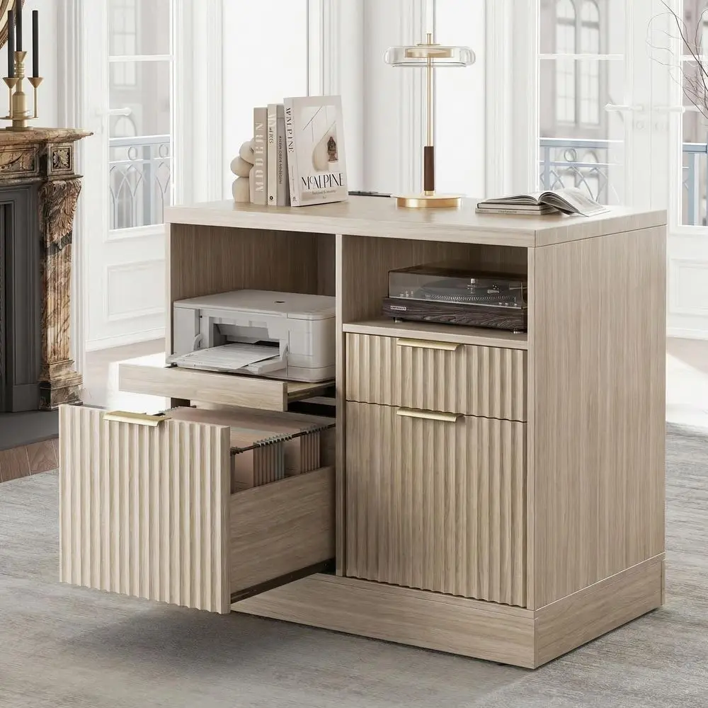 Drawer File Cabinet, Fluted Filing Cabinet for Home Office with Charging Station, Wooden Office Cabinet Fits for A4 LetterSized
Drawer File Cabinet, Fluted Filing Cabinet for Home Office with Charging Station, Wooden Office Cabinet Fits for A4 LetterSized