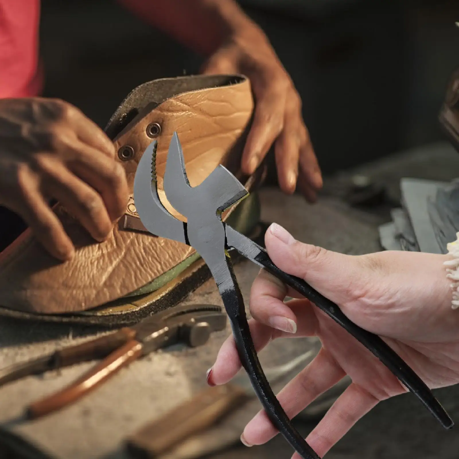 Multifunctional Cobbler Plier with Hammer, Easy-operate DIY Tool for Leather Craft Shoemaking and Daily Shoe Repair Work
Multifunctional Cobbler Plier with Hammer, Easy-operate DIY Tool for Leather Craft Shoemaking and Daily Shoe Repair Work