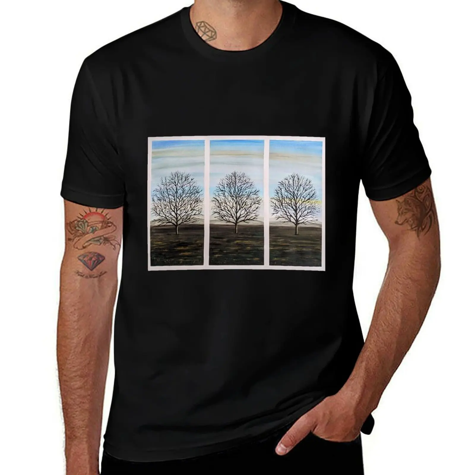 Tree Triptych T-Shirt cotton t shirt pack man t shirt summer T-Shirt
Tree Triptych T-Shirt cotton t shirt pack man t shirt summer T-Shirt