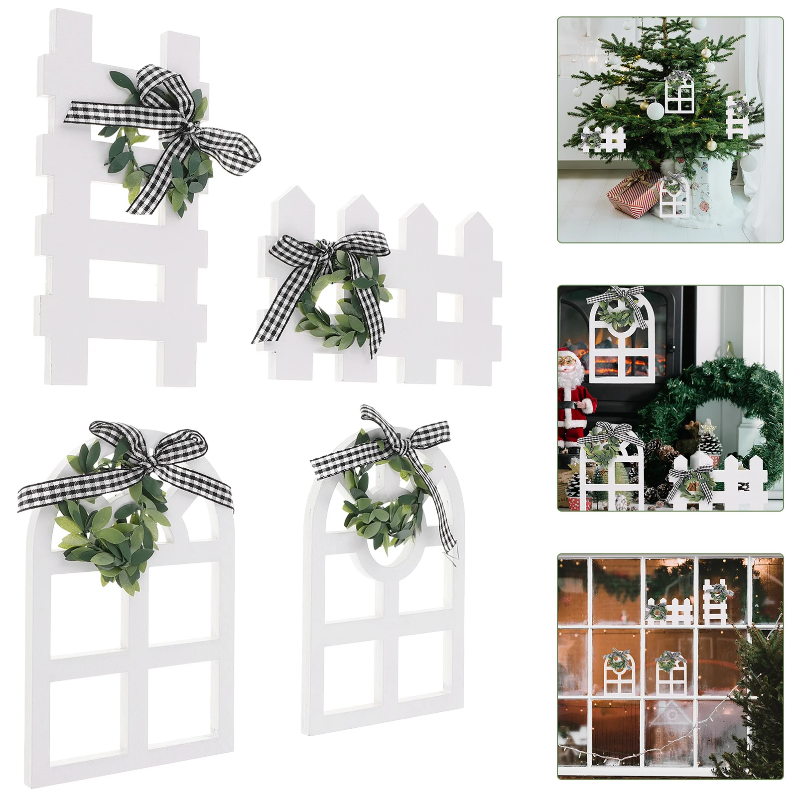 4Pcs Farmhouse Christmas Window Hanging Decorations Wooden Arch Wreath Fence Rustic Wood Window Wall Decor DIY Craft Accessories
4Pcs Farmhouse Christmas Window Hanging Decorations Wooden Arch Wreath Fence Rustic Wood Window Wall Decor DIY Craft Accessories