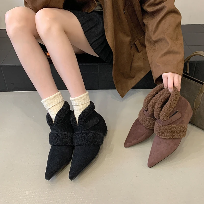 designer elevator ankle boots woman shoes wedges slip on faux suede modern boot vintage fur pointed toe low heels zapatos mujer
designer elevator ankle boots woman shoes wedges slip on faux suede modern boot vintage fur pointed toe low heels zapatos mujer