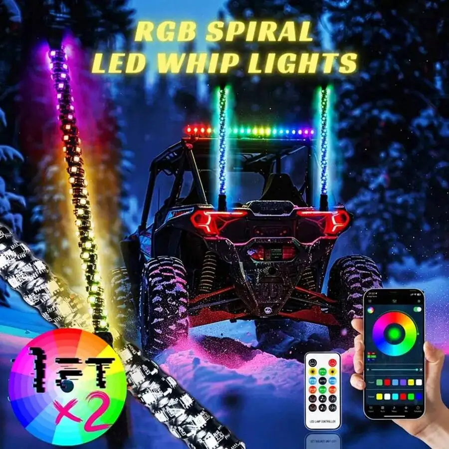 Nilight 3-6FT RGB LED Whip Light, Spiral Neon Flagpole Lights With Remote Control Color Changing Lights for ATV UTV Buggy 2PCS
Nilight 3-6FT RGB LED Whip Light, Spiral Neon Flagpole Lights With Remote Control Color Changing Lights for ATV UTV Buggy 2PCS