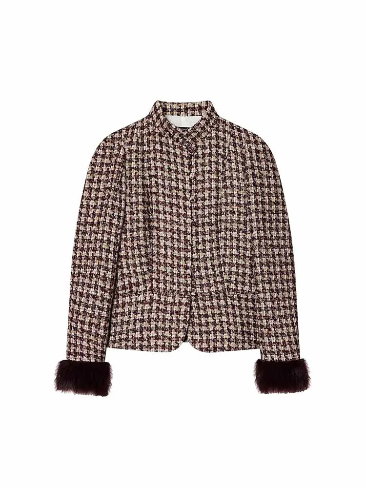 HH Women's New Fashion Casual High Street Jacket Fine Plaid Long Sleeves Artificial Fur Cuff Decoration Single Breasted Coat
HH Women's New Fashion Casual High Street Jacket Fine Plaid Long Sleeves Artificial Fur Cuff Decoration Single Breasted Coat