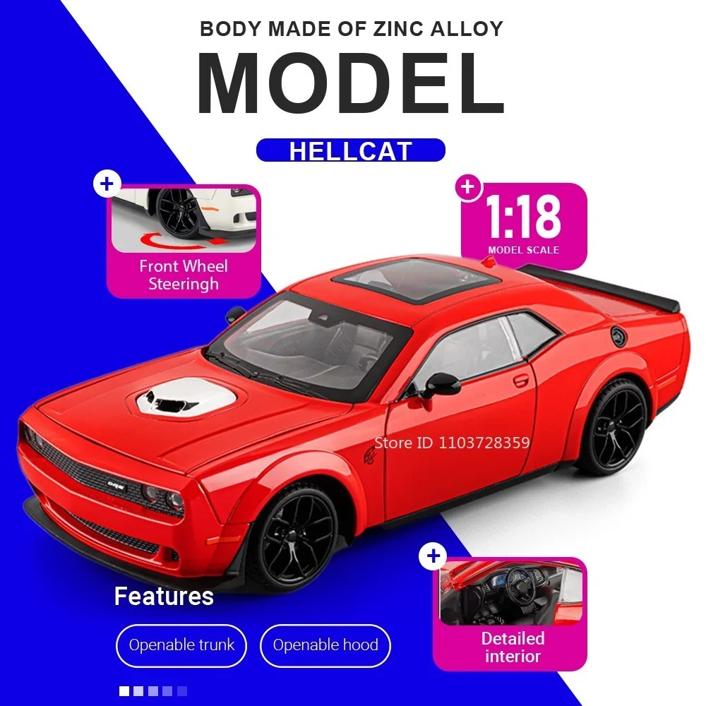 1:18 Scale HELLCAT CHIRON Model Sports Car Toy Alloy Diecast Shock Absorption Doors Opened Sound Light Exquisite Supercar Models
1:18 Scale HELLCAT CHIRON Model Sports Car Toy Alloy Diecast Shock Absorption Doors Opened Sound Light Exquisite Supercar Models
