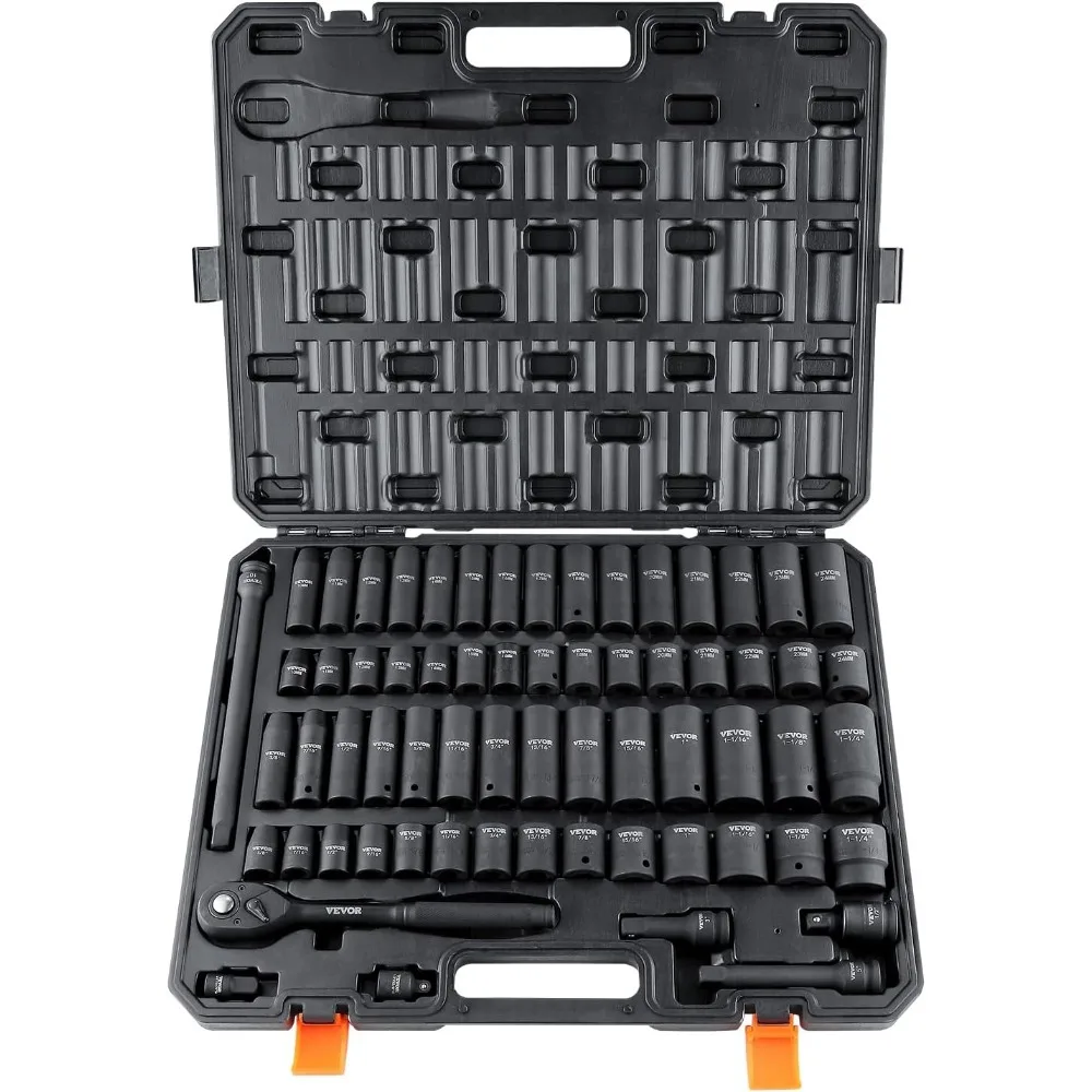 1/2" Drive 65pc Impact Socket Set SAE Metric 10-24mm 3/8-1-1/4" Cr-V Steel 6 Point Auto Repair Storage
1/2" Drive 65pc Impact Socket Set SAE Metric 10-24mm 3/8-1-1/4" Cr-V Steel 6 Point Auto Repair Storage